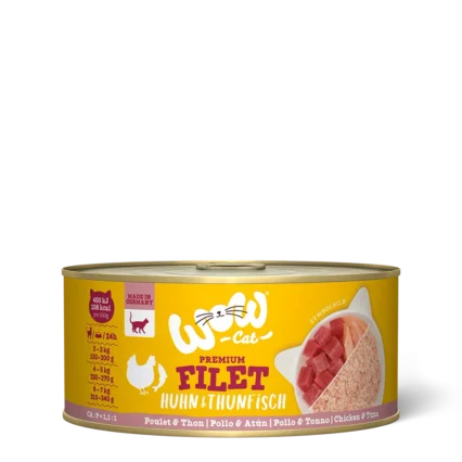 WOW CAT konzerva pre mačky kuracie file s tuniakom