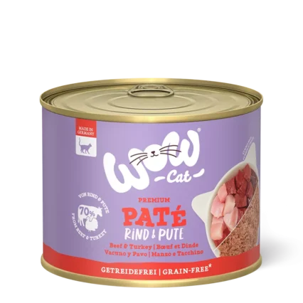 WOW CAT konzerva pre mačky hovädzie a morčacie mäso paštéta