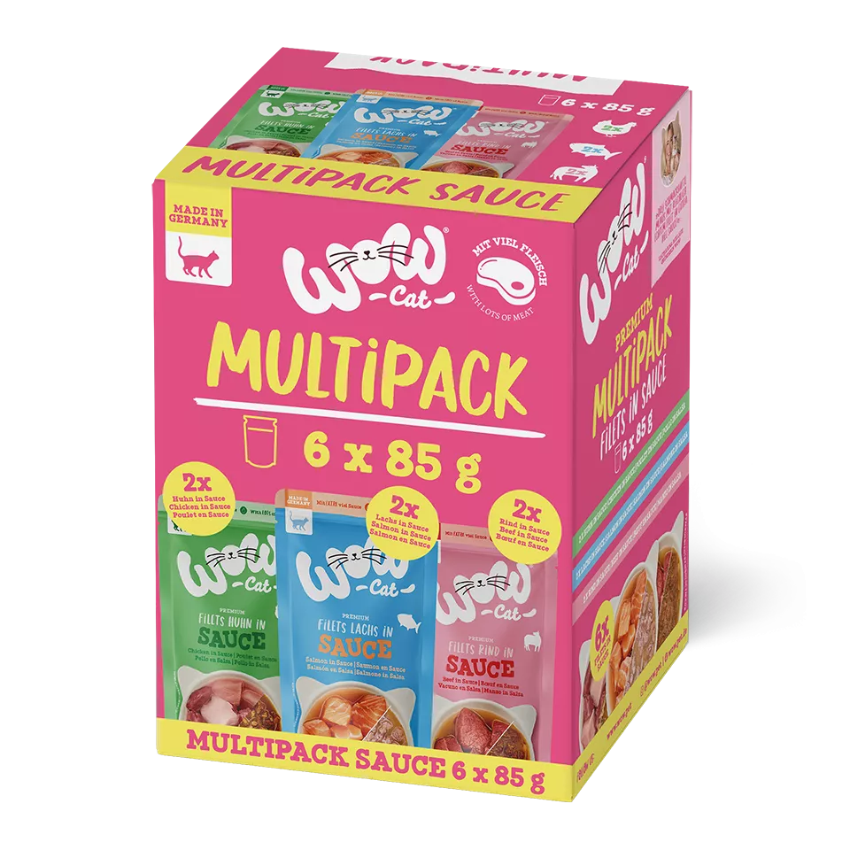 WOW CAT kapsičky pre mačky multipack mix príchutí v omáčke