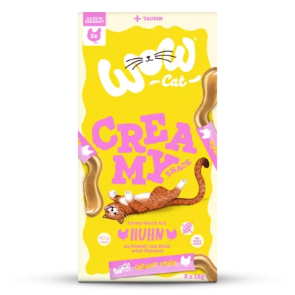 WOW CAT maškrty pre mačky krémová pochúťka s kuracím mäsom
