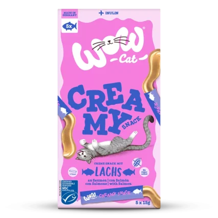 WOW CAT maškrty pre mačky krémová pochúťka s lososom
odmena