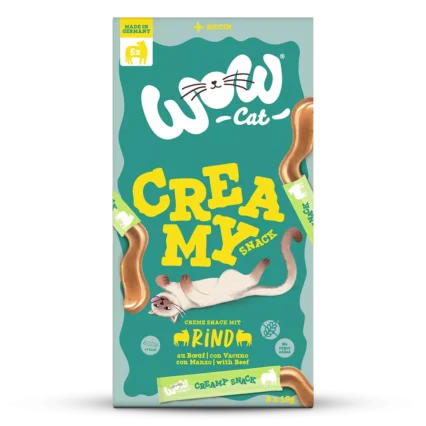 WOW CAT maškrty pre mačky krémová pochúťka s hovädzím mäsom
