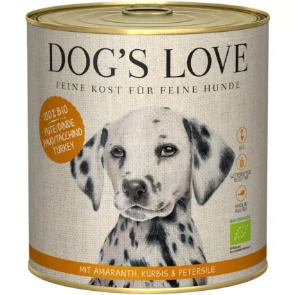 DOG'S LOVE Konzervy pre psov s bio morčacím mäsom