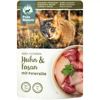 PURE NATURE Kapsičky pre dospelé mačky s kuracím mäsom a bažantom