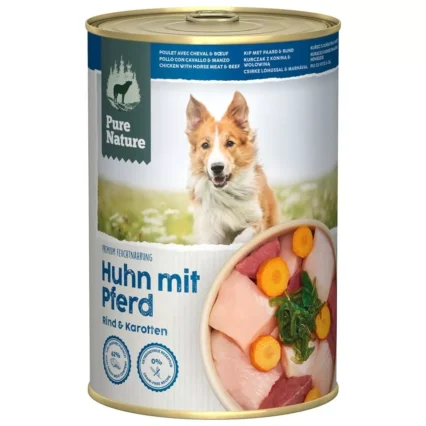 PURE NATURE Konzervy pre dospeláka kuracie mäso s konským a hovädzím mäsom