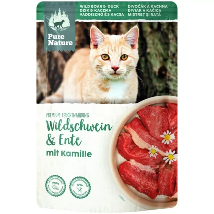 PURE NATURE Kapsičky pre dospelé mačky s diviakom a kačicou