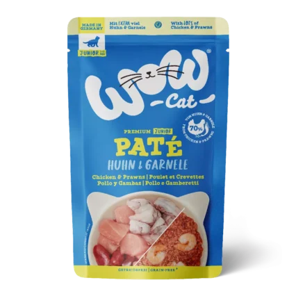 WOW CAT kapsičky pre mačiatka kuracie mäso a krevety paštéta