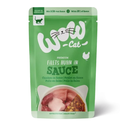 WOW CAT kapsičky pre mačky kuracie mäso v omáčke s kúskami filet