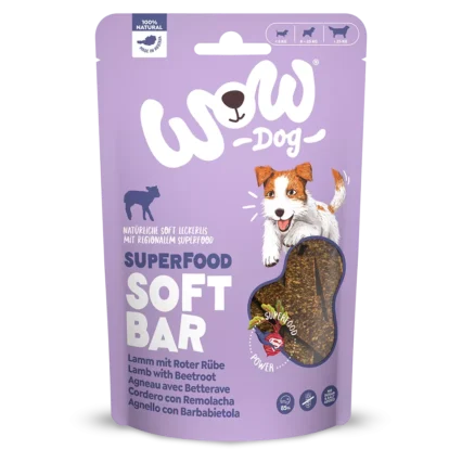 WOW DOG Maškrty pre psy mäkká tyčinka s jahňacím mäsom