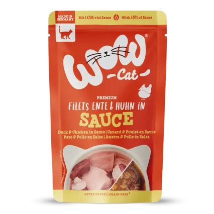 WOW CAT kapsičky pre mačky kačka a kura v omáčke s kúskami filet