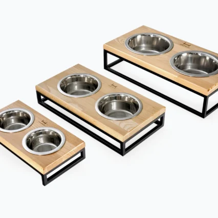 HARLEY AND CHO Misky so stojanom Lunch Bar Wood svetlohnedý+čierny