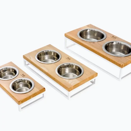 HARLEY AND CHO Misky so stojanom Lunch Bar Wood svetlohnedý+biely