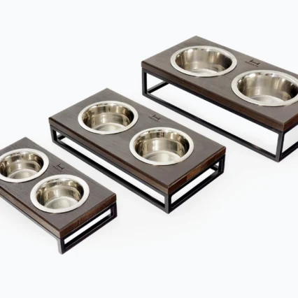 HARLEY AND CHO Misky so stojanom Lunch Bar Wood hnedý+čierny