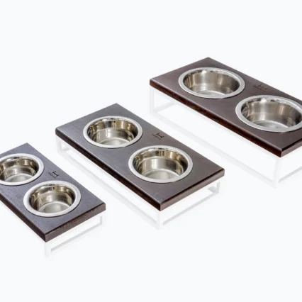 HARLEY AND CHO Misky so stojanom Lunch Bar Wood hnedý+biely