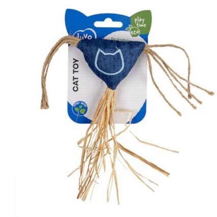 DUVO+ Hračka Eco navy trojuholník so šnúrkami a catnipom pre mačku