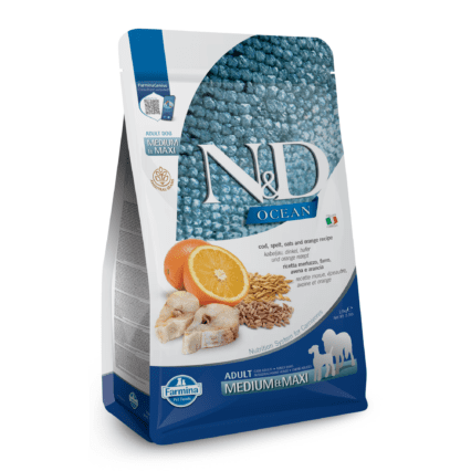 Farmina N&D Ocean Cod Spelt Oats Orange Adult Medium Maxi granule pre psov