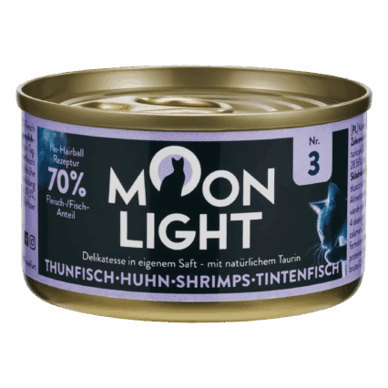Moonlight konzervy pre mačky tuniak kuracie krevety kalamáre