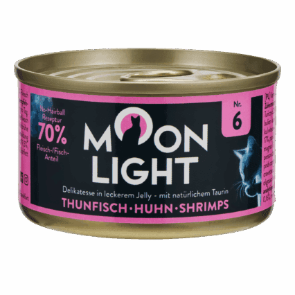 Moonlight konzervy pre mačky tuniak kuracie mäso krevety