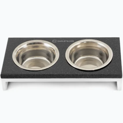 HARLEY AND CHO Misky so stojanom Lunch Bar Stone čierny+biely