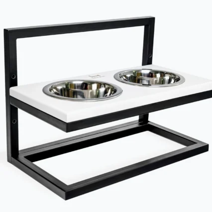 HARLEY AND CHO Nastaviteľný zdvíhací stojan a misy Lift biely+čierny