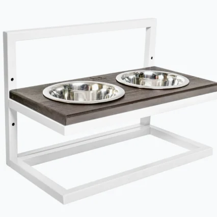 HARLEY AND CHO Nastaviteľný zdvíhací stojan a misy Lift hnedý+biely