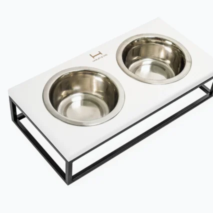 HARLEY AND CHO Misky so stojanom Lunch Bar Wood biely+čierny